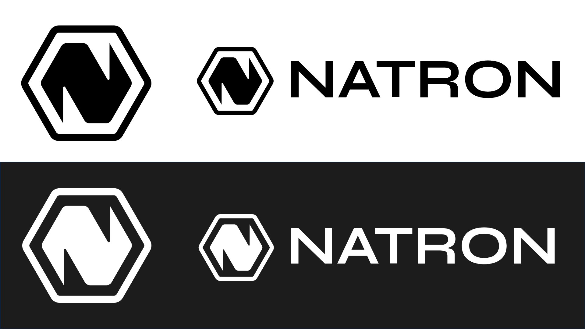 Brand logos for Natron, with a stylized N and Natron beside it