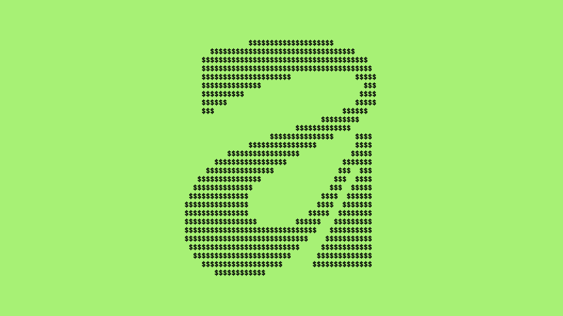 The new affinity "a" logo but composed out of dollar signs