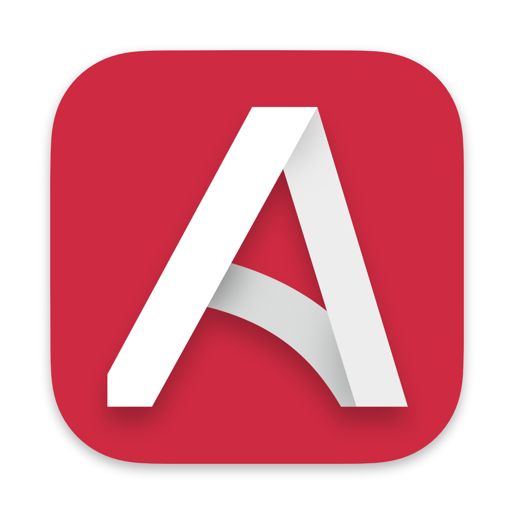 An "A" made up of layered pieces on a vibrant red background.
