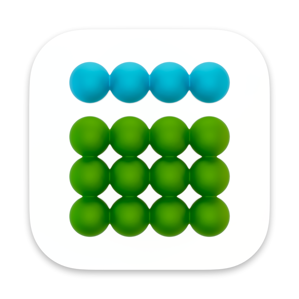 A grid of spheres with the top row disconnected from the bottom row.