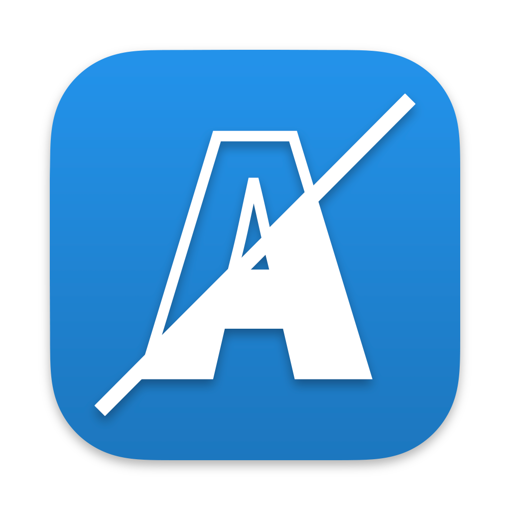 An "A" split in half by a line with the bottom area filled in and the top area unfilled.