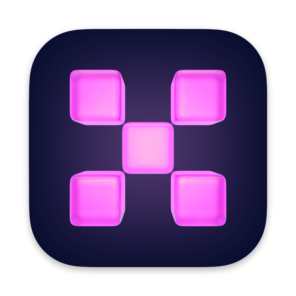 A jelly like x pattern made of five cubes, reminiscent of the patterns that form in Bayer matrix dithering.
