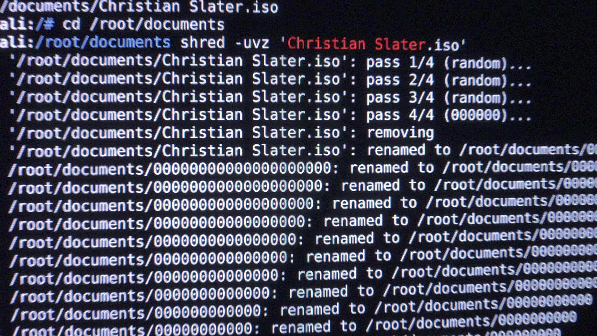 list of files stored at /root/documents