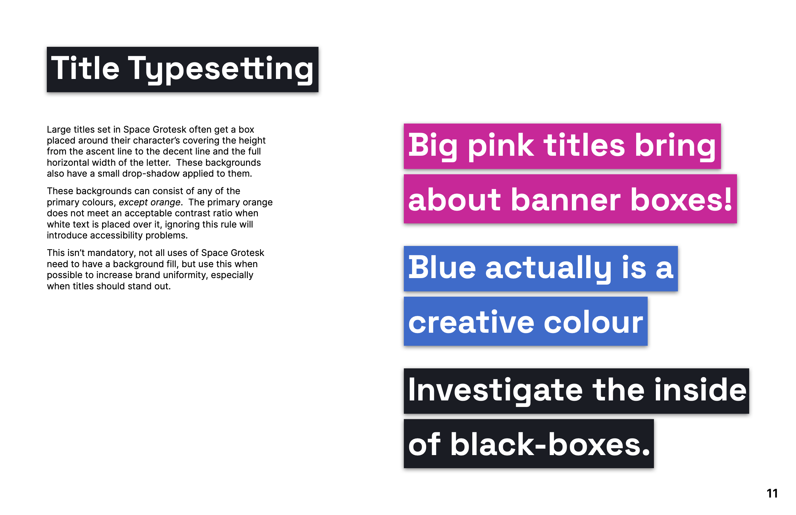 Title typesetting brand guidelines page