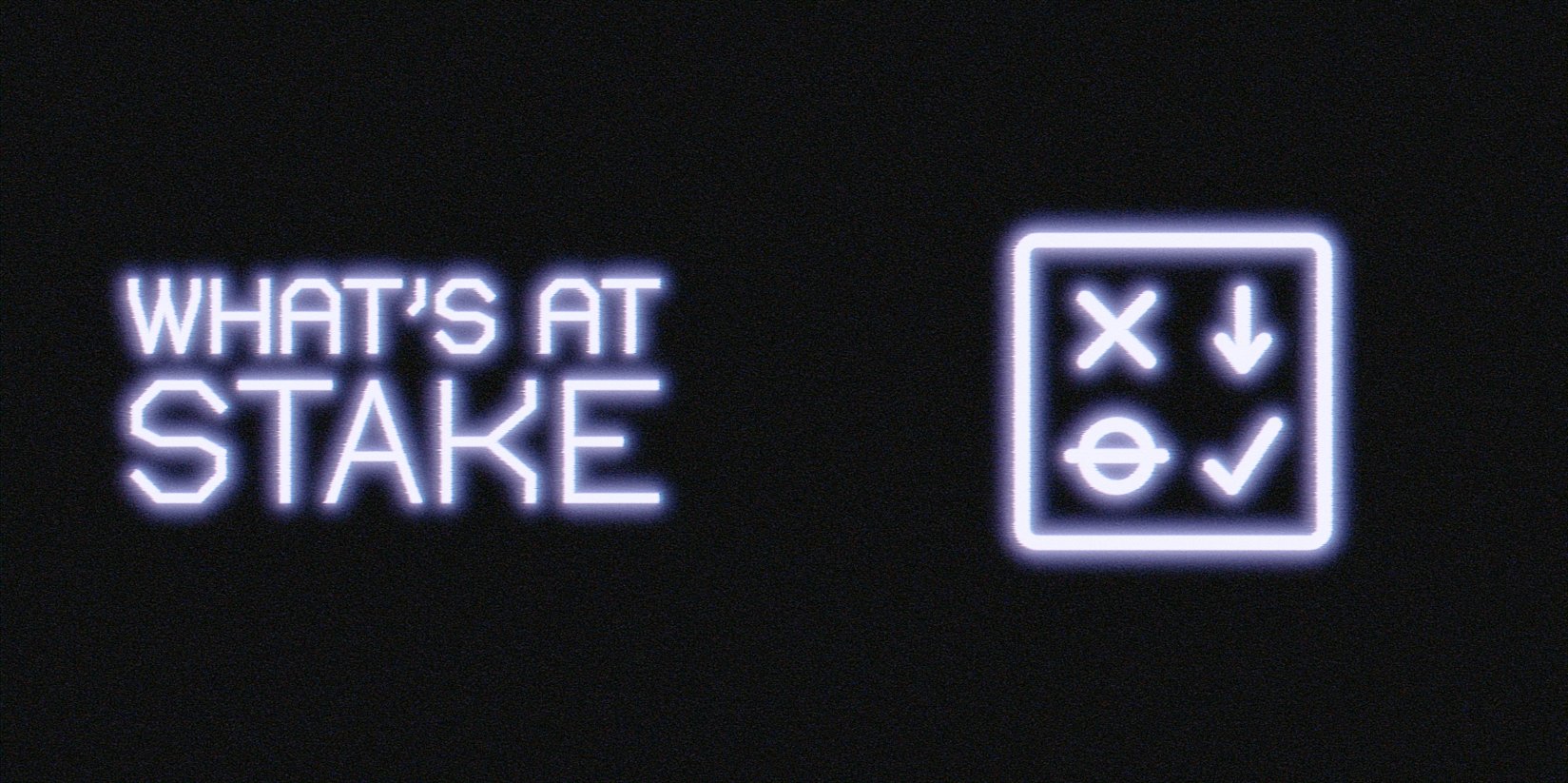 The "What's At Stake" wordmark and Cosmos Governance logomark