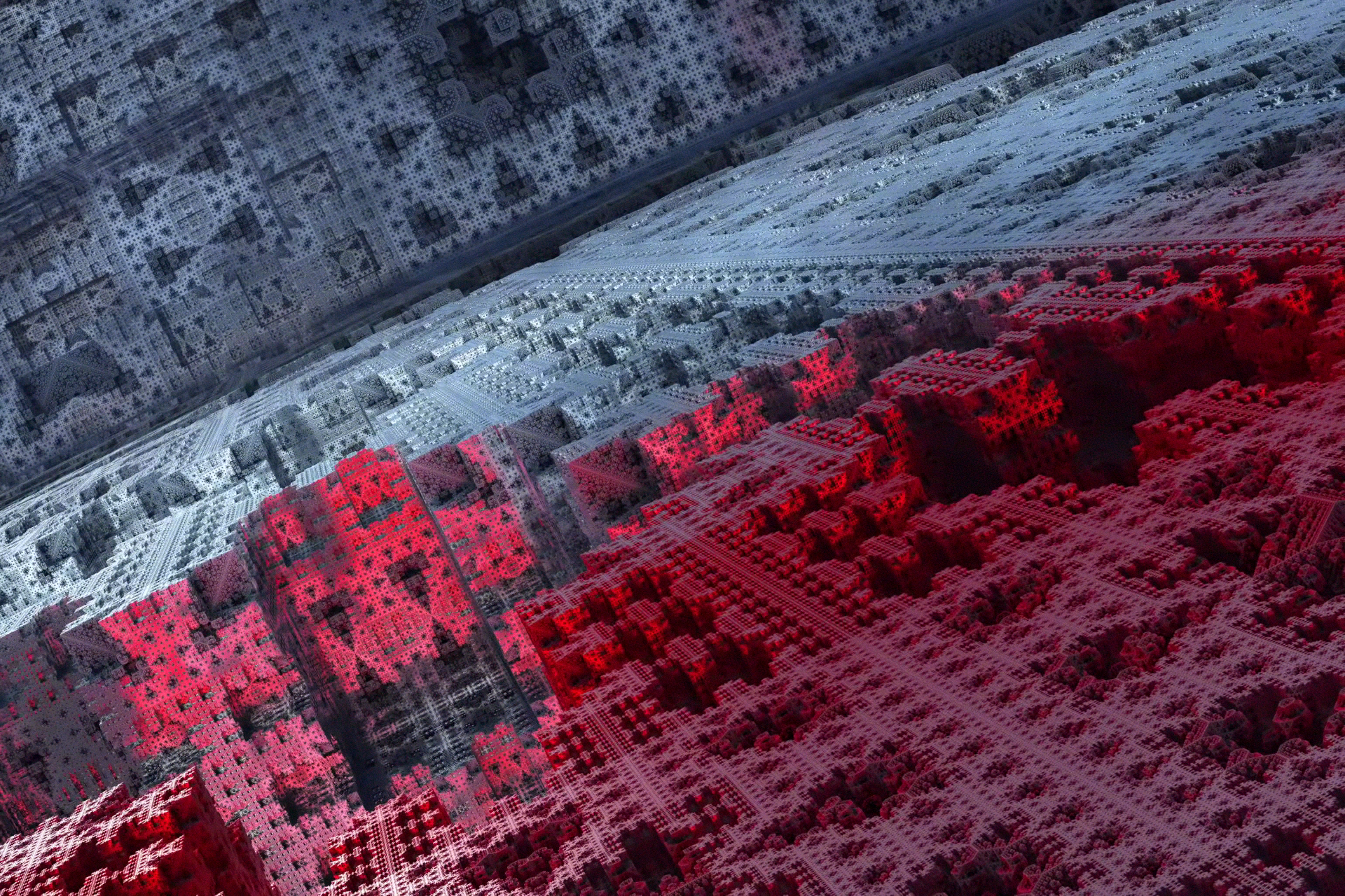 A repeating environment made entirely of dark and light cube patterns